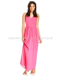 DL Backless Hot Pink Chiffon Maxi Dress